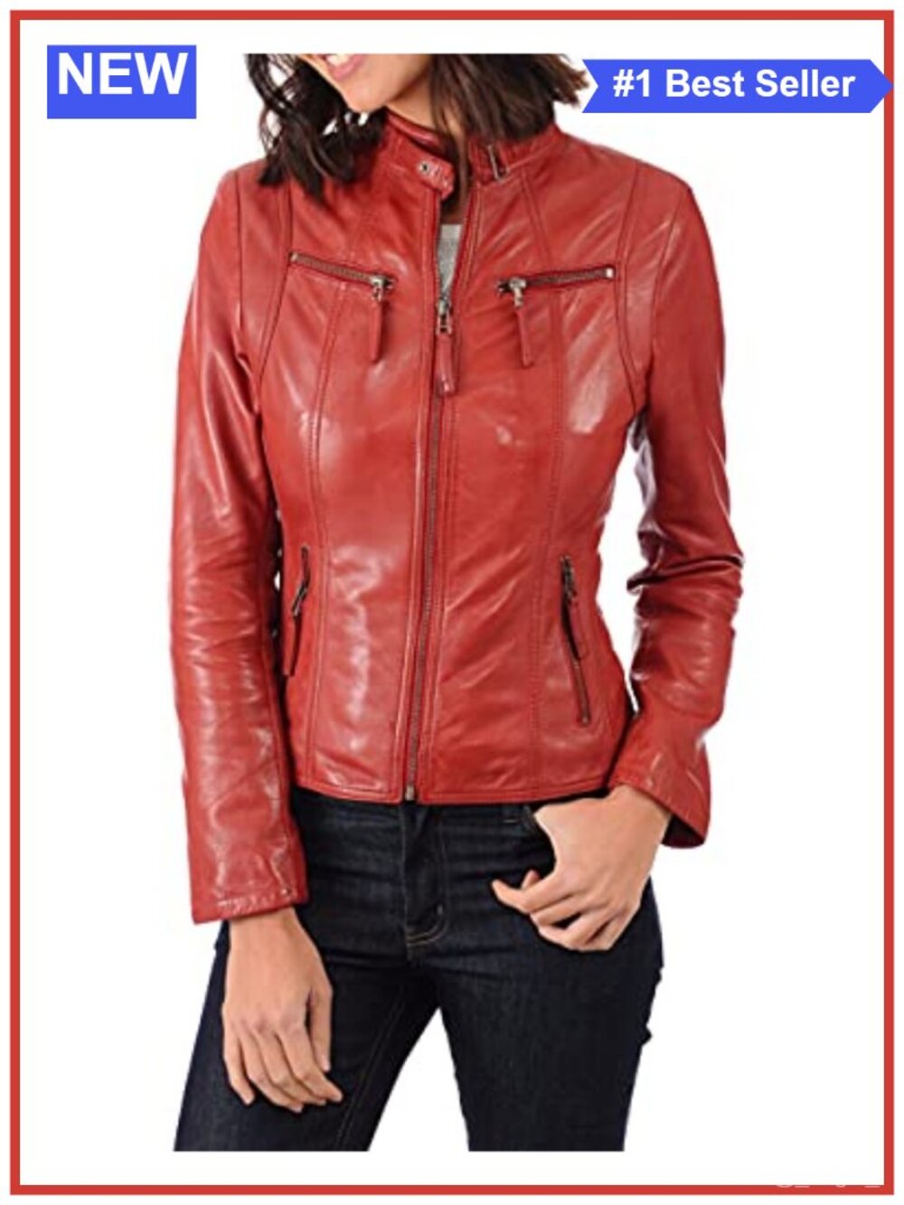 Women's 100% Lambskin Leather Bomber Biker Jacket Slim Fit Moto